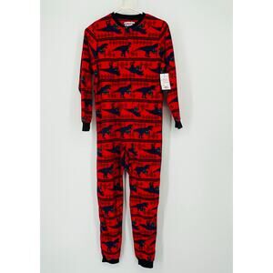 Jammies for your Families Kid's Christmas Dino Pajama's in Red Size 10/12